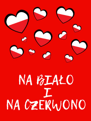 Fragment plakatu zajęć - biało-czerwone serca na czerwonym tle z białym tytułem zajęć